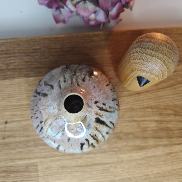 Lilla/brun mini vase  billede 3
