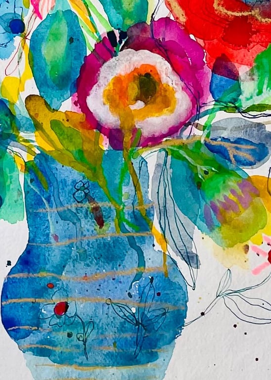 Anni - Kæmpe blå - original akvarel (5)