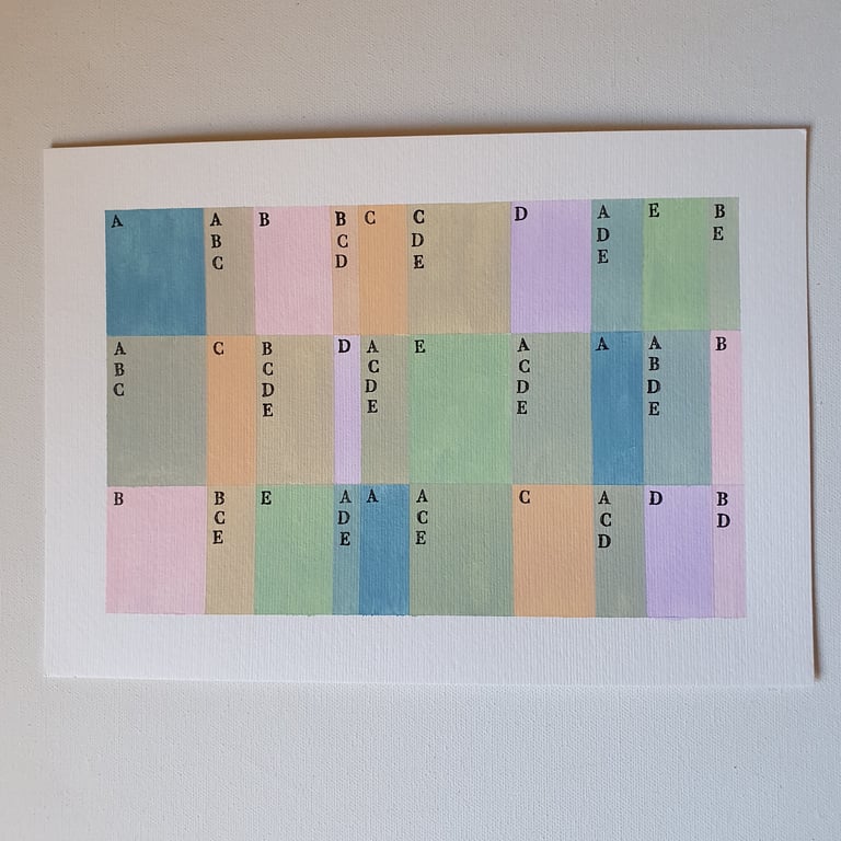 A4 Akrylmaleri Farvemix med bogstaver