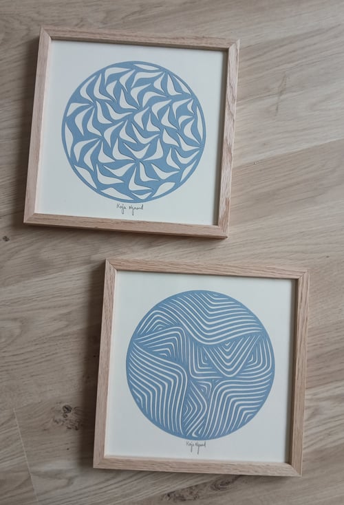 20x20, papercut, dueblå, indrammet  (3)