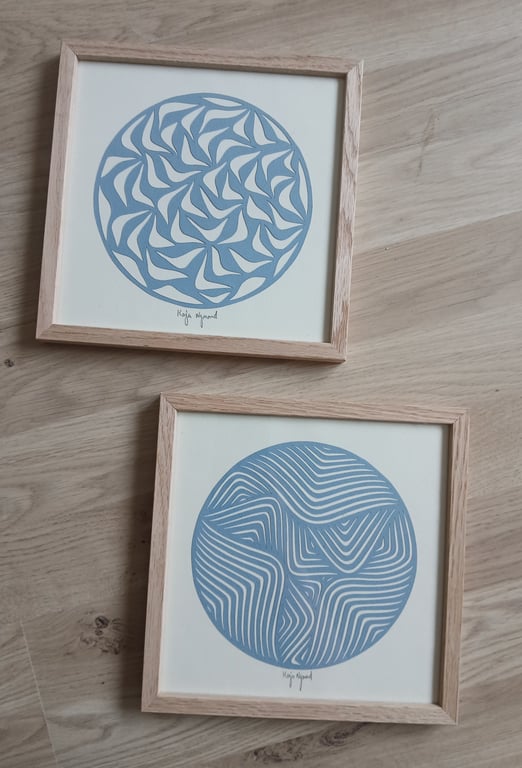 20x20, papercut, dueblå, indrammet  (3)