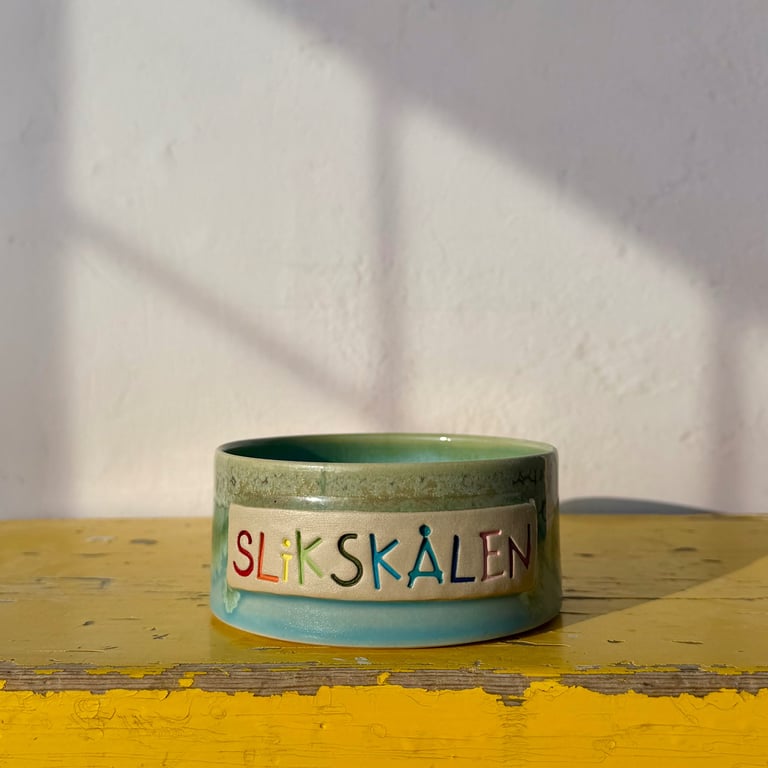 Slikskålen mini lyseblå/grøn 