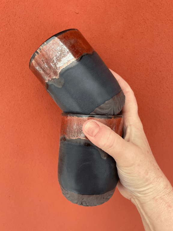 stentøjskrus mat sort/kobber billede 2