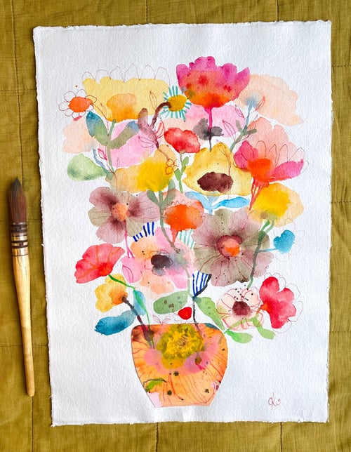 Orange rosa vase m. collage 