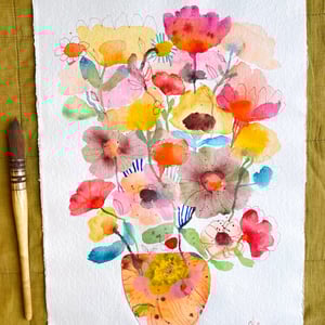 Orange rosa vase m. collage  – produktbillede