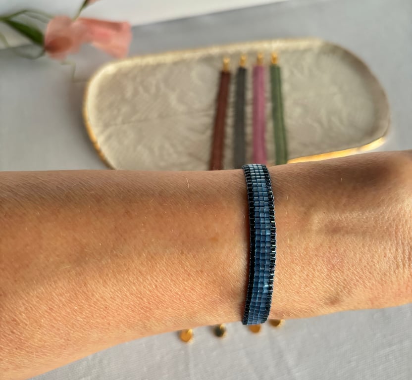 VÆVET JAPANSK ARMBÅND BLÅT