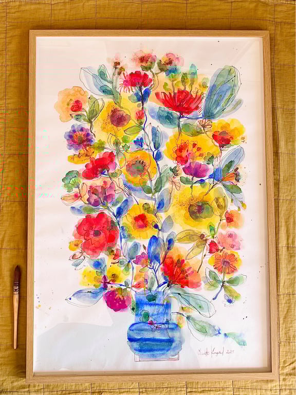 Agnes - Kæmpe blå - original akvarel billede 2