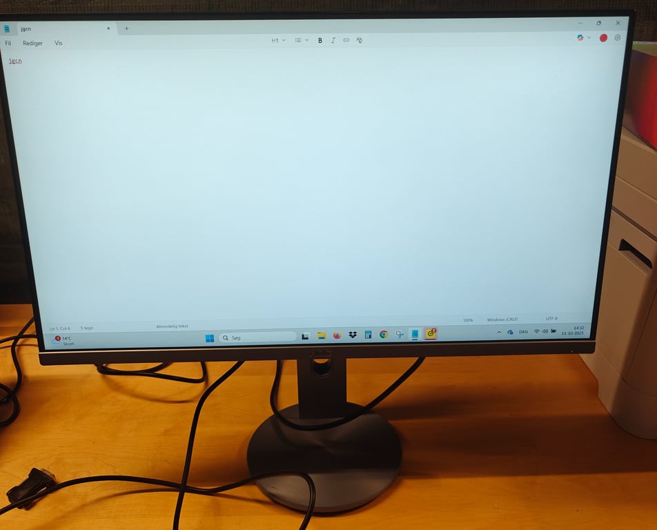 AOC I2790PQU – 27" IPS LED skærm (HDMI / Display Port / USB-hub) – flot stand