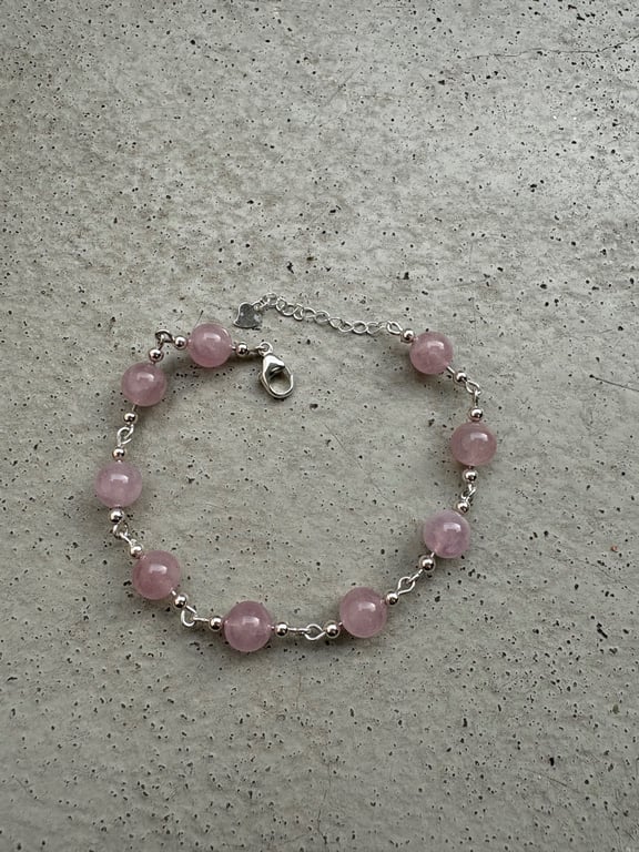 Rosakvarts Royal med sølv  billede 2