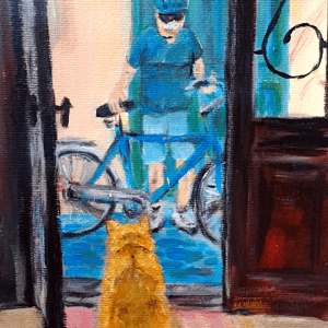 Nala fra Marinestuen og beundre, akryl på papir, 18x21 – produktbillede