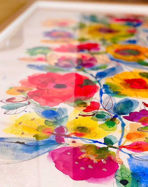 Agnes - Kæmpe blå - original akvarel billede 10