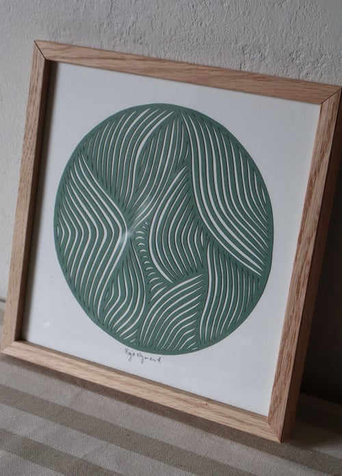 20x20cm papercut, salvie, indrammet