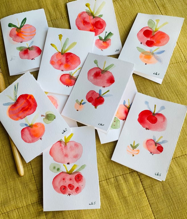8 Æblekort - små unika kort billede 5
