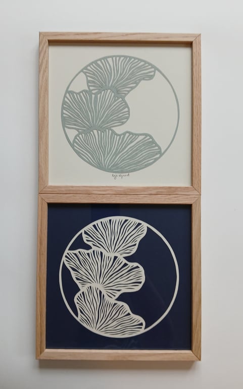 20x20cm papercut, Marineblå, indrammet  (3)