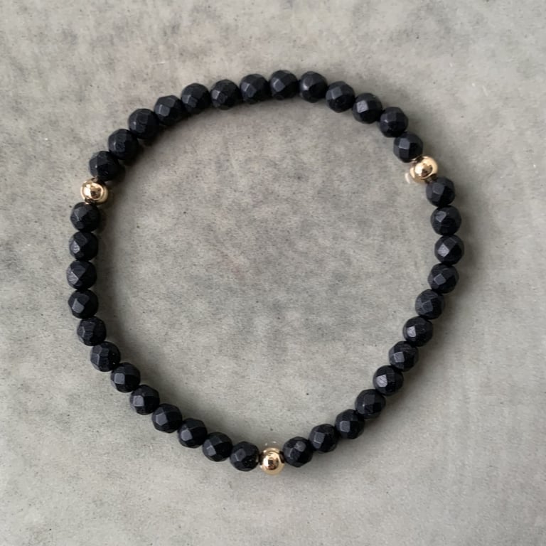 Sort agat armbånd 4mm