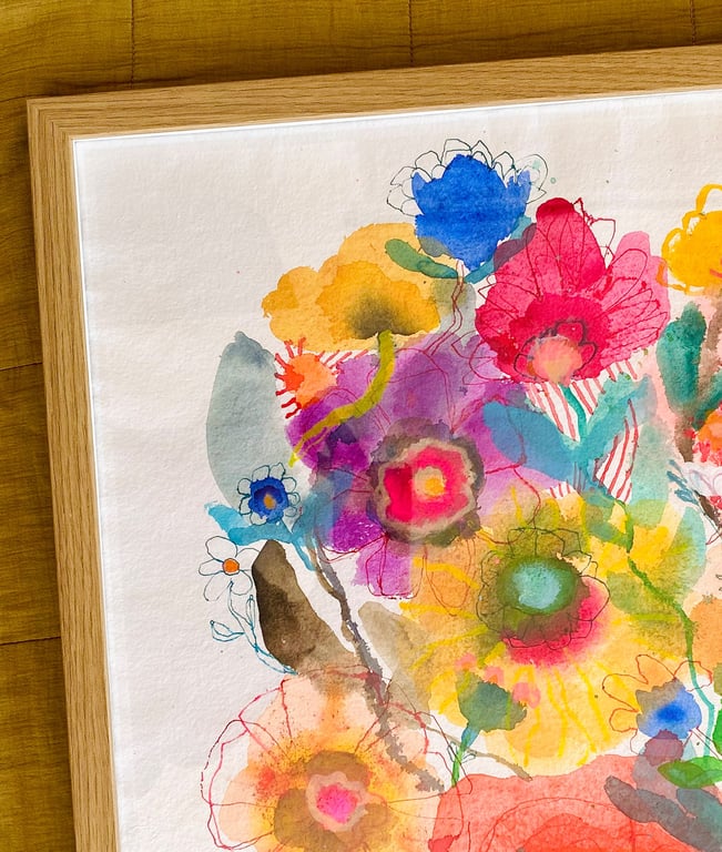 Ellen - kæmpe blå - original akvarel billede 5