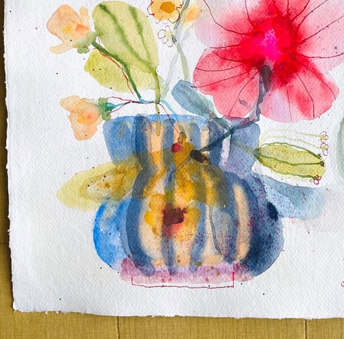 Flyvende pærer og vilde blomster #4 - original akvarel (3)