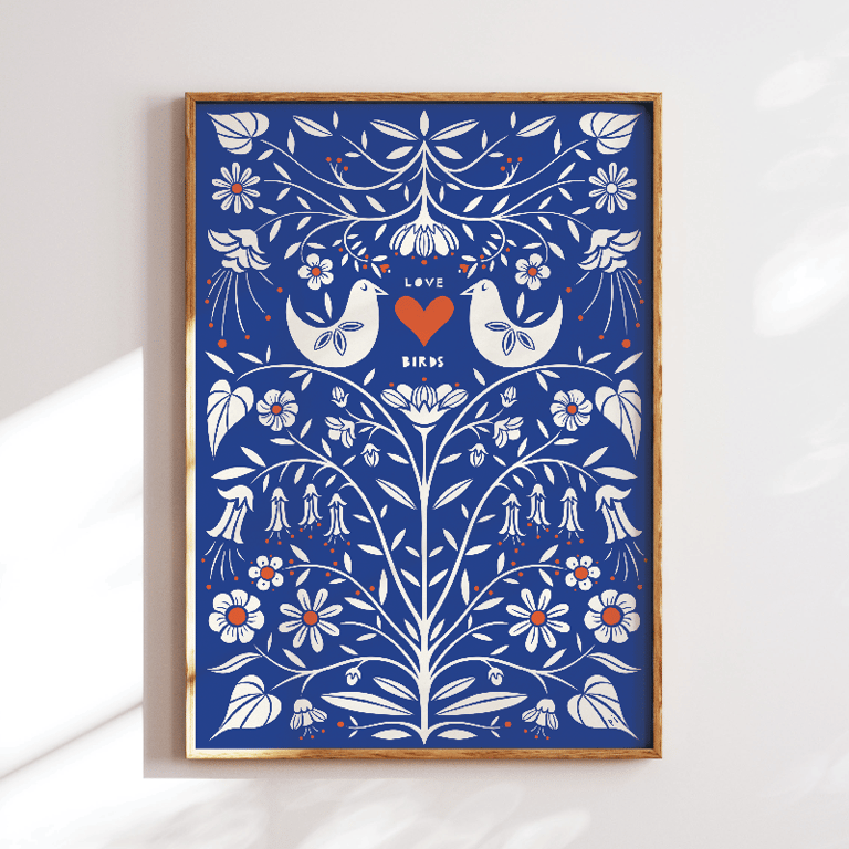Love Birds – blå – plakat billede 3