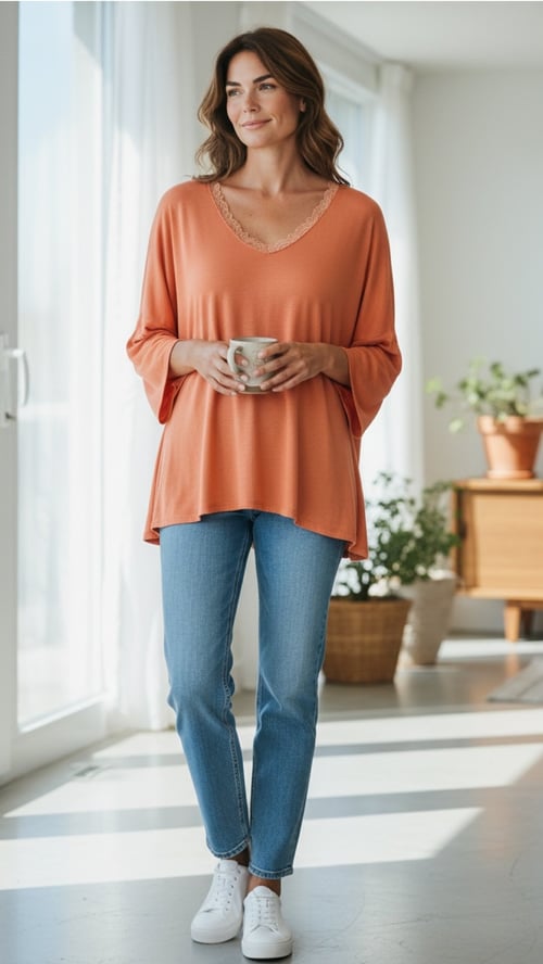 Melody viscose blouse, Peach. Onesize 36-46. (2)