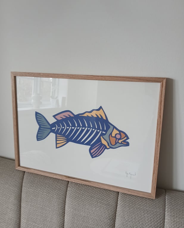 A3, indrammet papercut fisk  billede 3
