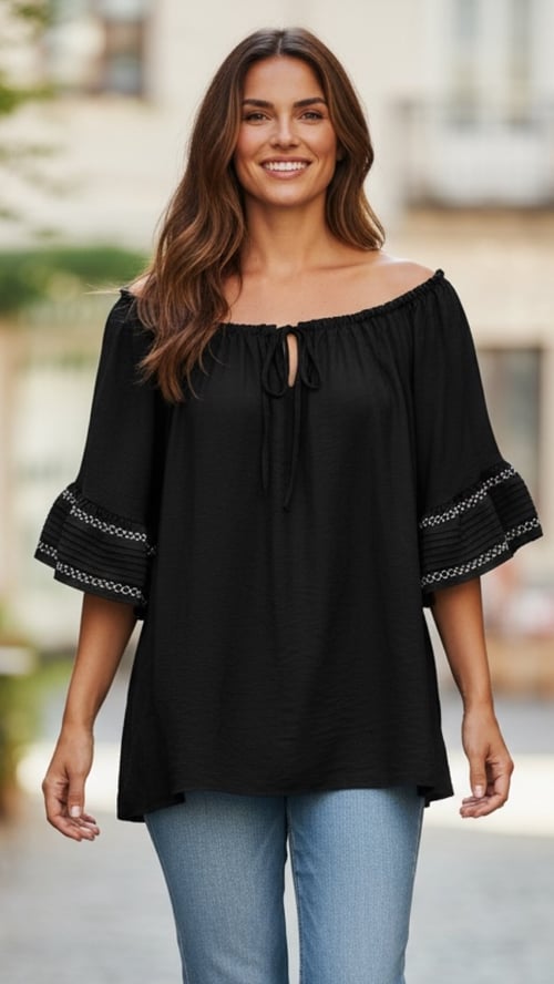 Lilje viscose blouse, Black. Onesize i 38-48. (2)