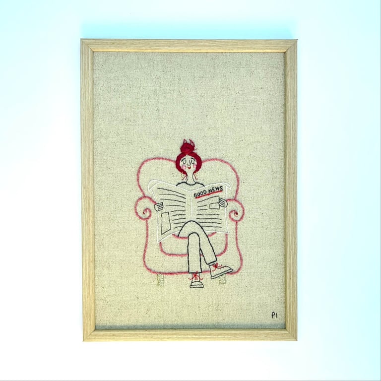 Good News – rødt hår – broderi 21 x 30 cm 