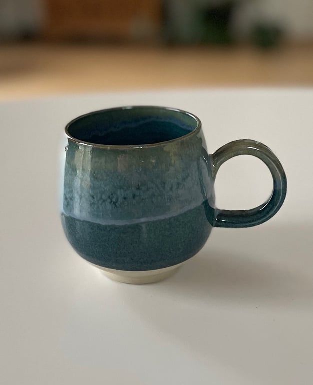 Buttet kop, havblå m/ lys grøn