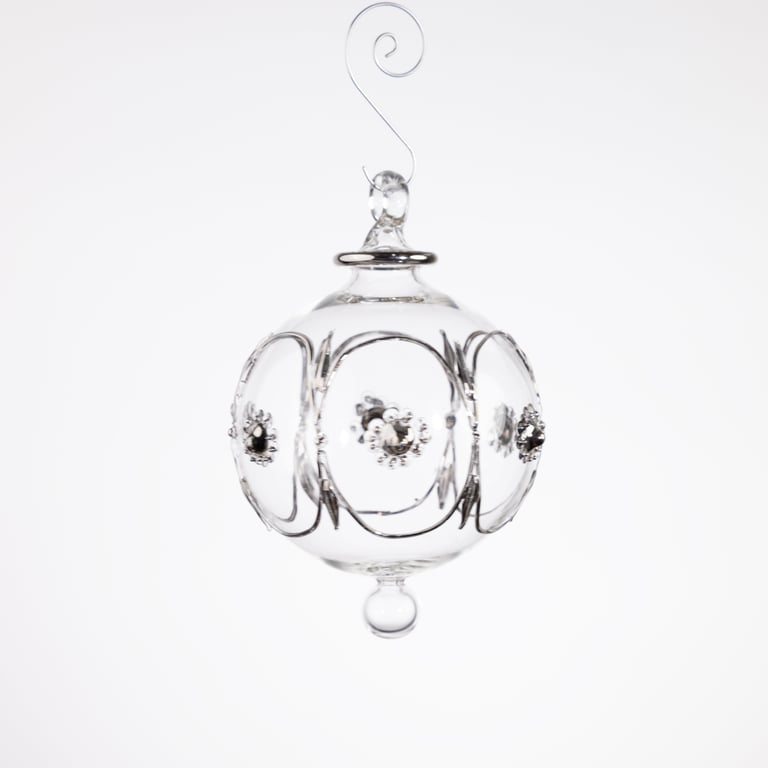 JULEKUGLE DESIGN 1023 KRYSTAL MED GULD ELLER HVIDGULD