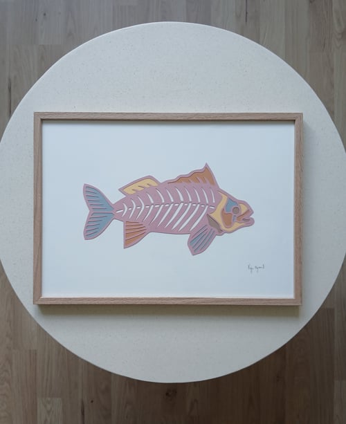 A3, indrammet papercut fisk (3)