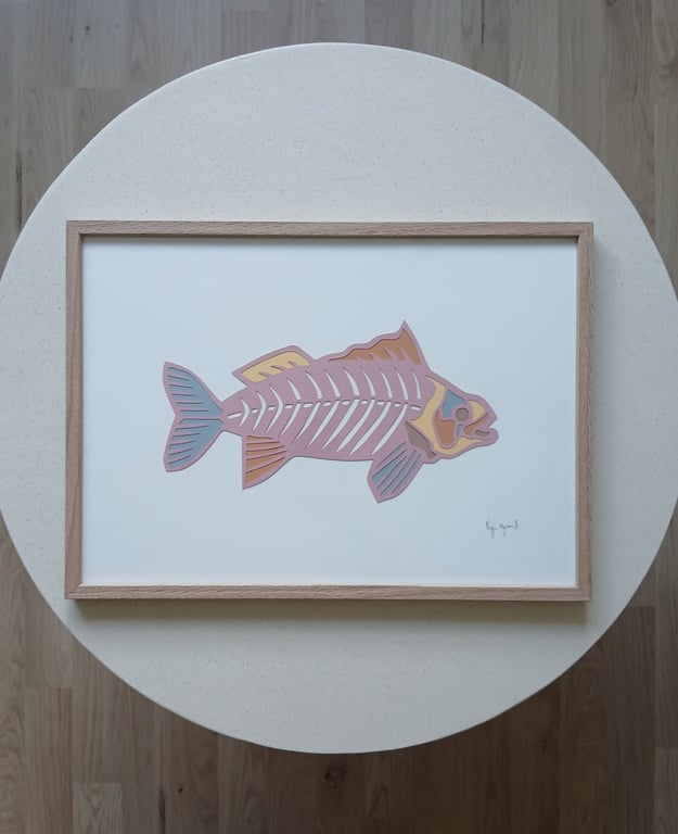 A3, indrammet papercut fisk billede 3