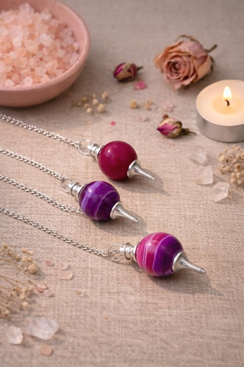 Krystalpendul med kugle – fuchsia (3)