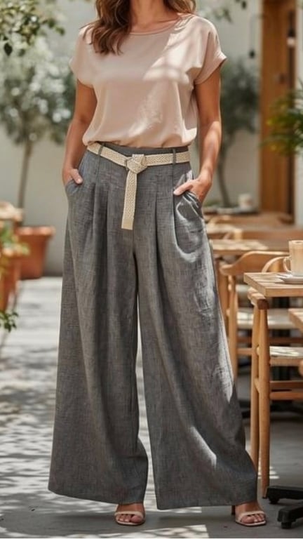 Iris viscose klassisk pants, Grey. Onesize 36-42.