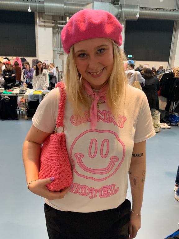 PINK hæklet taske i model IRIS med 2 remme. billede 4