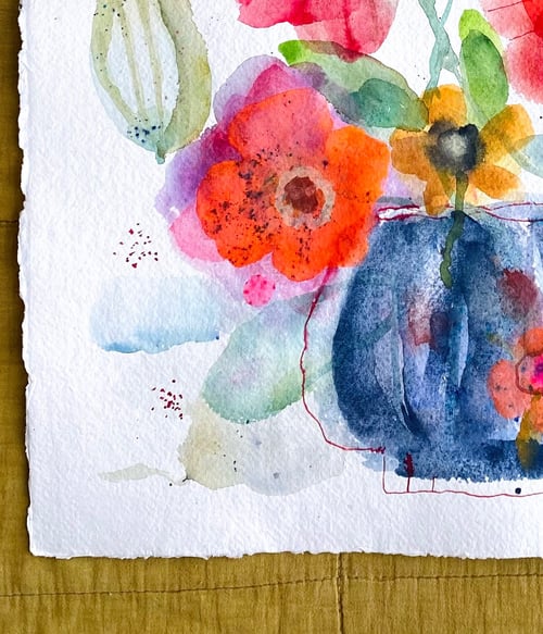 Flyvende pærer og vilde blomster #2- original akvarel (5)