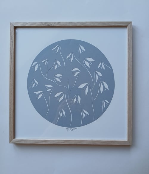 30x30cm papercut, dueblå, Indrammet