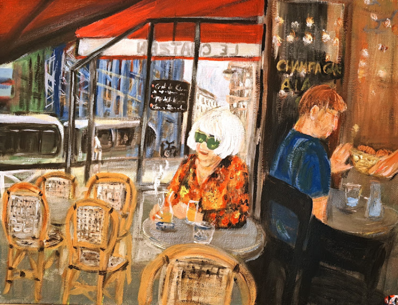 Cool cat på Le Chatzen i Paris, inkl hvid træramme 55x85