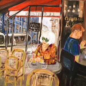 Cool cat på Le Chatzen i Paris, inkl hvid træramme 55x85 – produktbillede