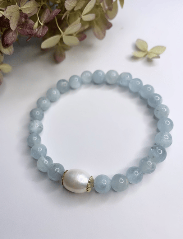 Light blue aquamarin armbånd billede 2