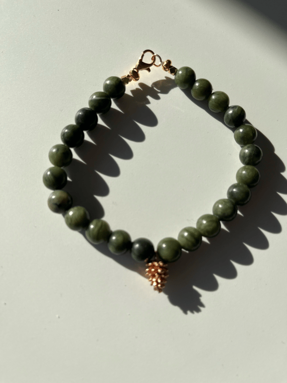 Green Light i Jade sten og forgyldt kogle billede 2