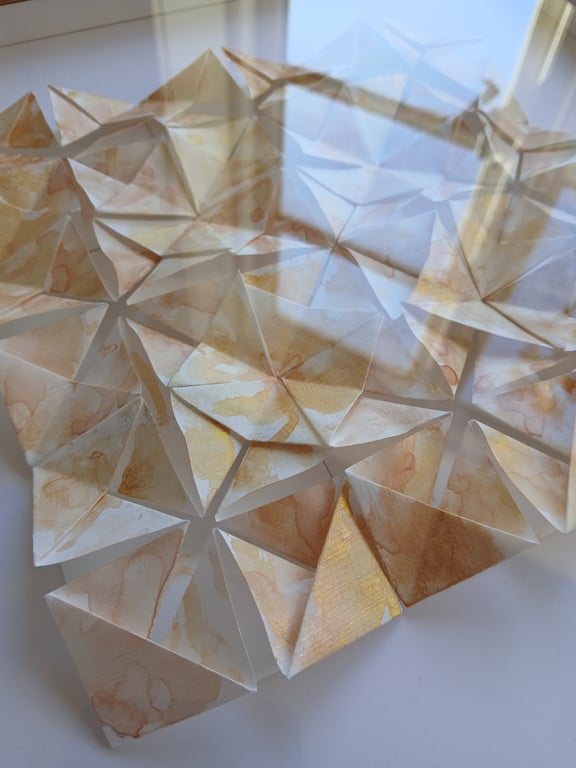 30x30cm unika akvarel, foldet papirværk. indrammet (4)