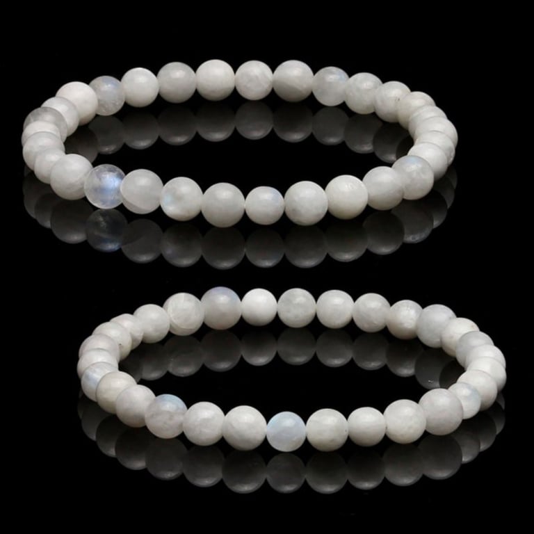 Hvid månestens krystalarmbånd  6 mm (3)