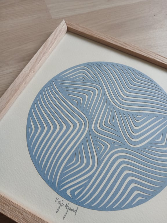 20x20, papercut, dueblå, indrammet  (2)