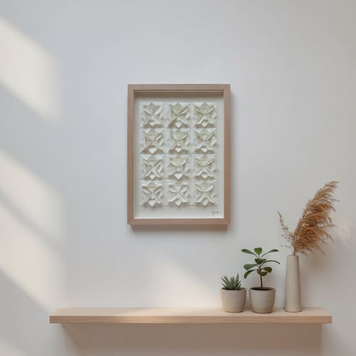  A3 foldet værk, naturhvid. indrammet 