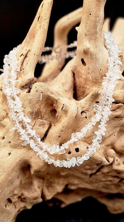 Bjergkrystal sølv halskæde - 86 cm