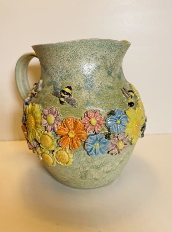 Keramik Kande - med blomster. billede 2