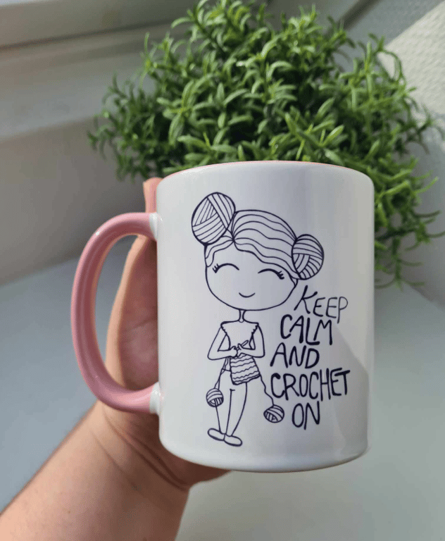 Krus: keep calm and crochet on Rosa 