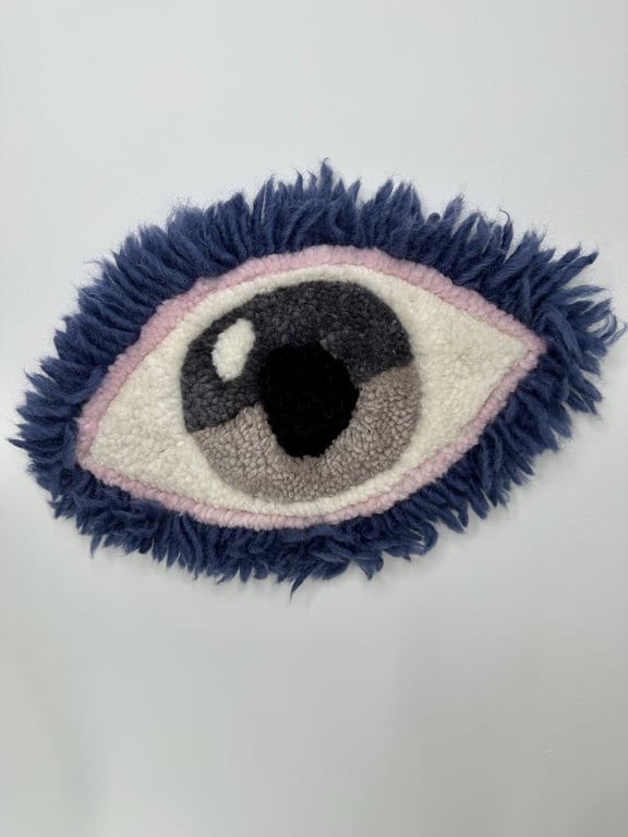 Tuftet øje som vægophæng – håndlavet i 100% uld  billede 4