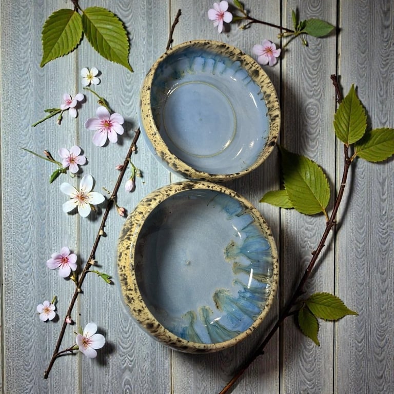 Blå Leopard Skål – håndlavet porcelæn (14 cm / 4 dl) billede 2