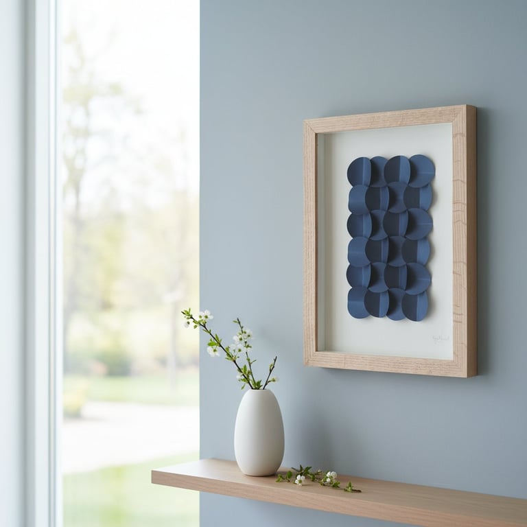 A4, 3D papirværk, marineblå, indrammet  (4)