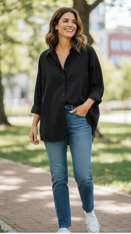 Zoey cotton shirt. Black. Onesize 38-48. (2)